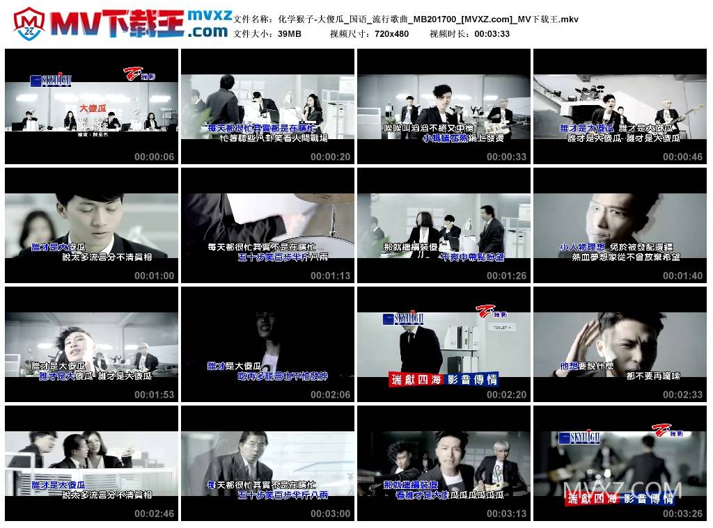 化学猴子-大傻瓜_国语_流行歌曲_MB201700